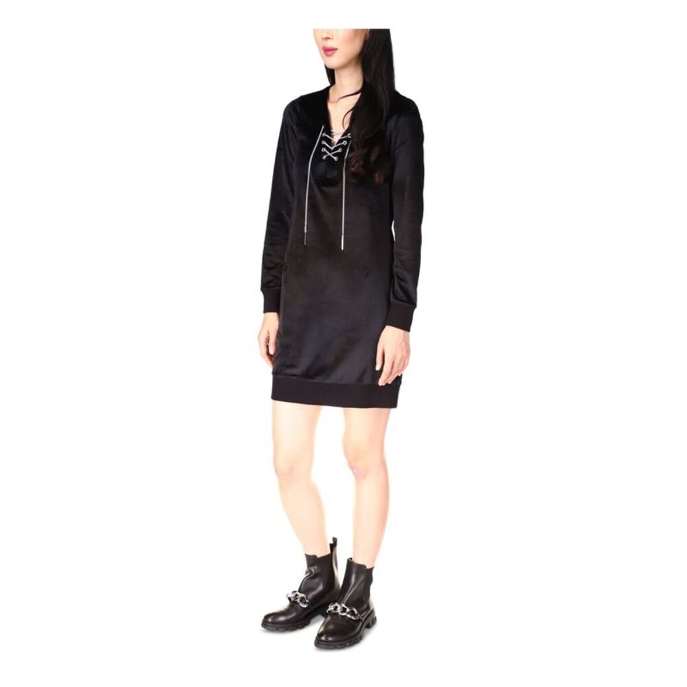 MICHAEL MICHAEL KORS Womens Black Unlined Up Pullover Sweater Dress P\M - Picture 3 of 4